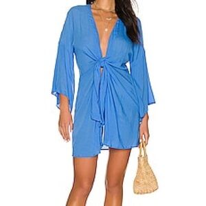ViX by Paula Hermanny Solid *Perola Knot* Swim Cover Up Periwinkle Blue Size S